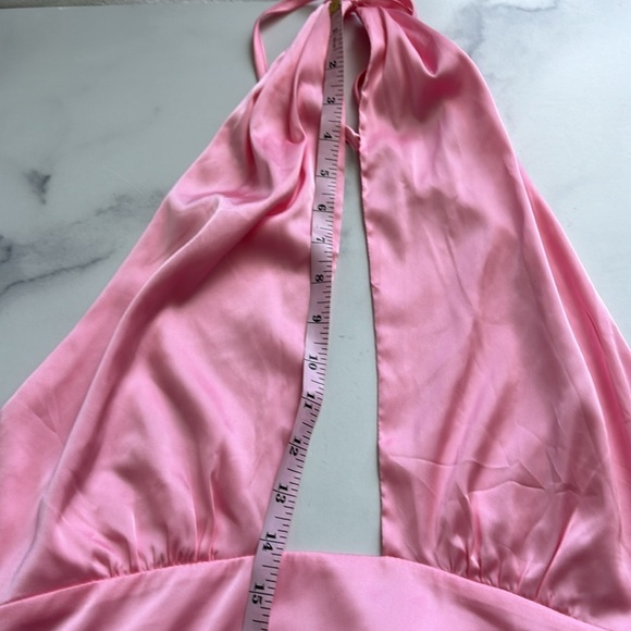 Peppermayo Pink Satin Halter Mini Slip Dress Size 6 - Picture 12 of 14